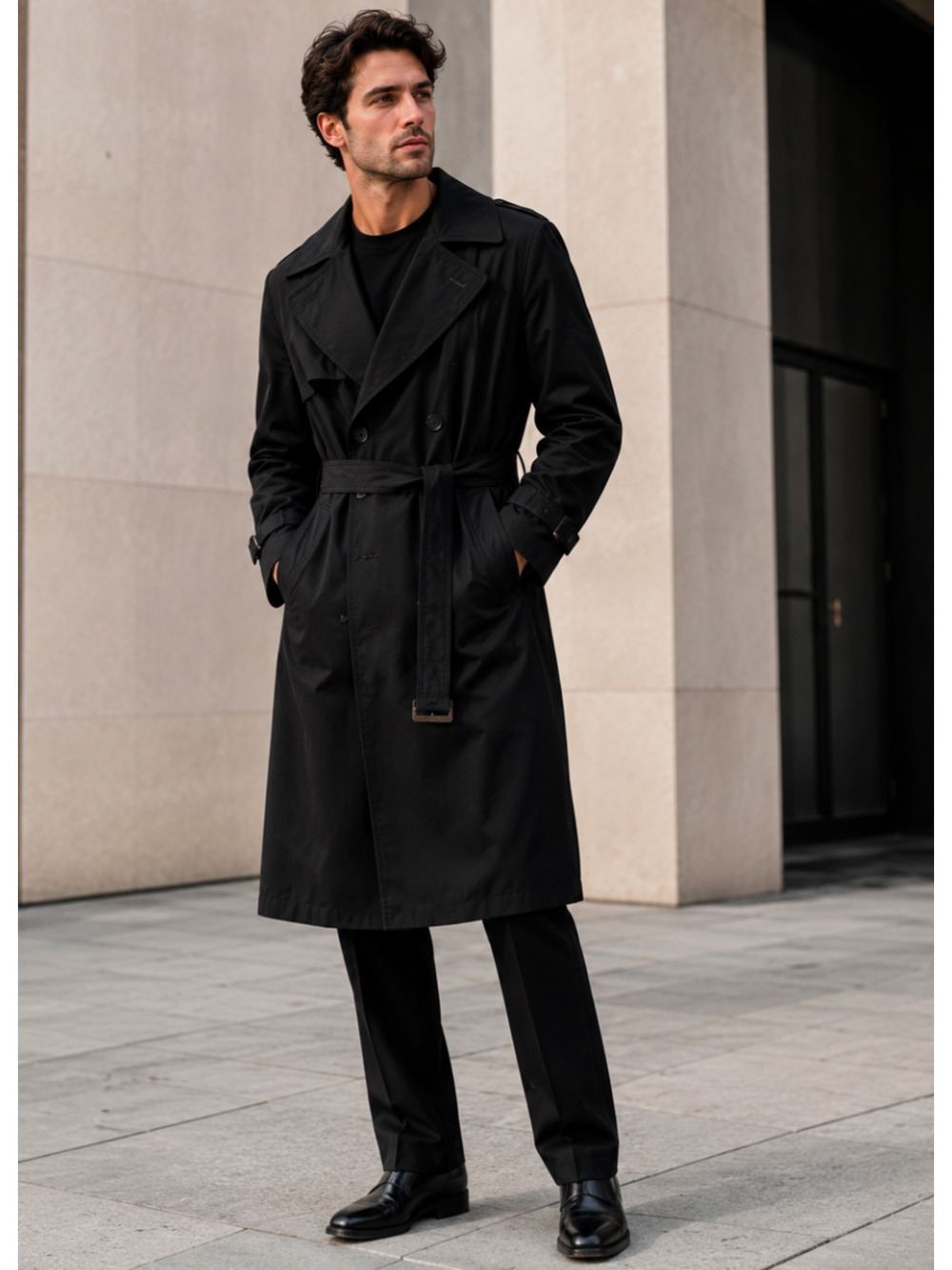 Vintage Burberrys Men’s Black Trench Coat Wool Liner 44 XL